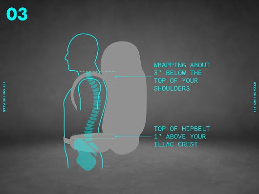Adjusting the hip belt and shoulder straps