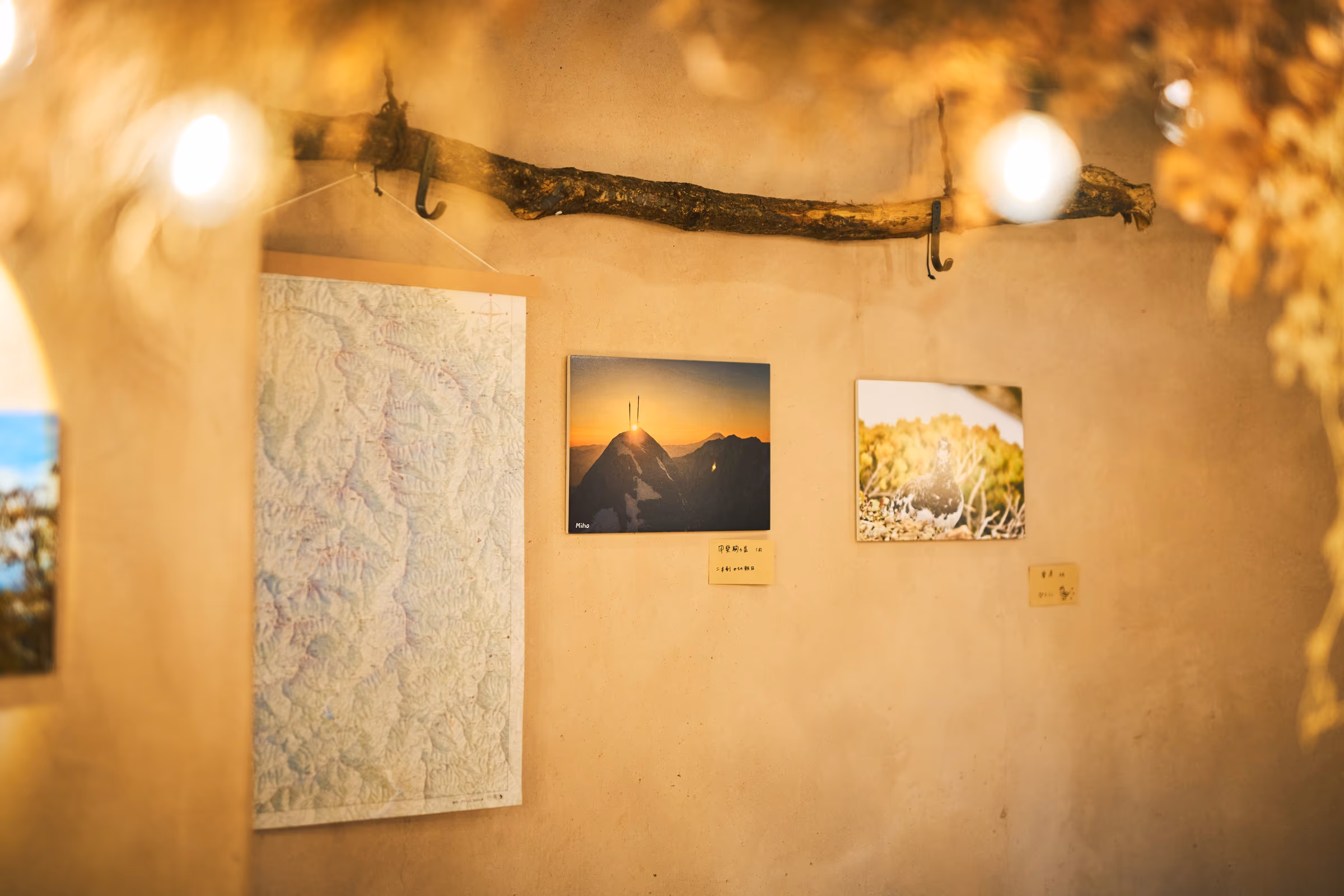 店内に展示されたmihoさんの写真